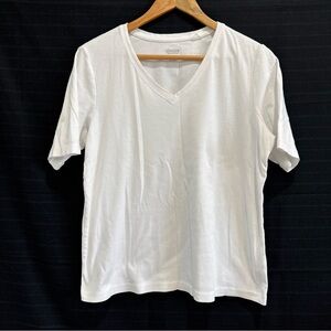 Chicos True Color Tees Short Sleeve V Neck T Shirt Size 2 L White Minimalist